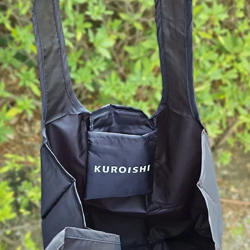 折りたたみバッグ シルク印刷 黒 ポリエステル オリジナルエコバッグ