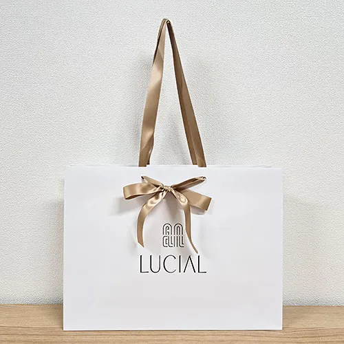 オリジナル紙袋,ショッパー,サテンリボン,リボン結び,高級感,おしゃれ,かわいい
