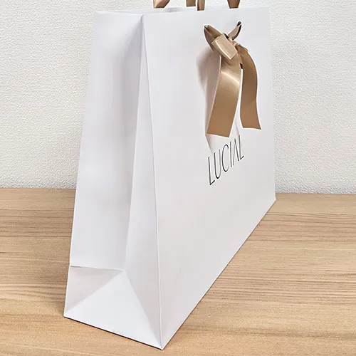 オリジナル紙袋,ショッパー,サテンリボン,リボン結び,高級感,おしゃれ,かわいい